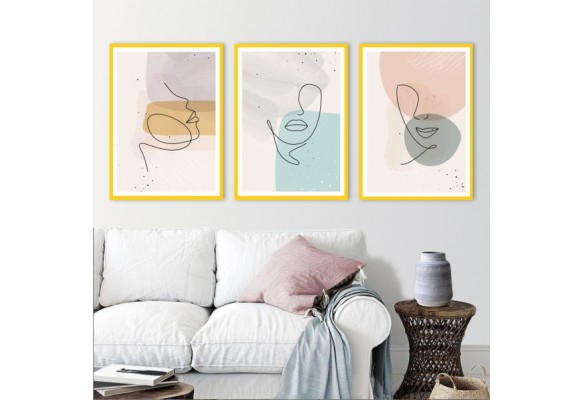 ÇERÇEVELİ ÜÇLÜ ABSTRACT TABLO SETİ